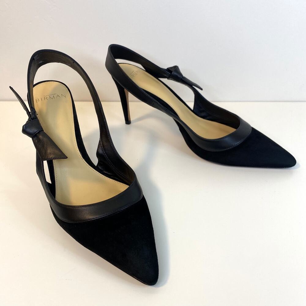 Alexandre Birman Clarita Bow Slingback Heels suede black 38 wavee